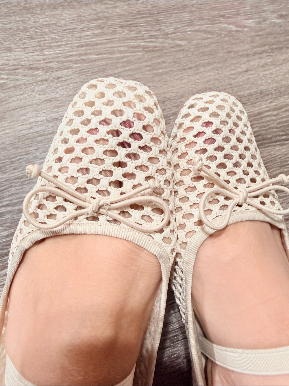 Nicole Miller Mesh Mary Jane Ballet Flats Bow Strap Slip On Square Toe US 8.5 - Picture 7 of 7